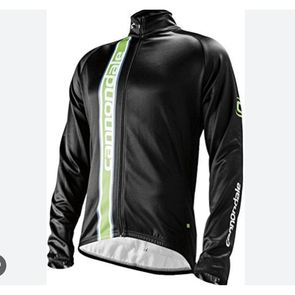 Cannondale Elite Winter Cycling Jersey Black Green Reflective Long Sleeve Size L